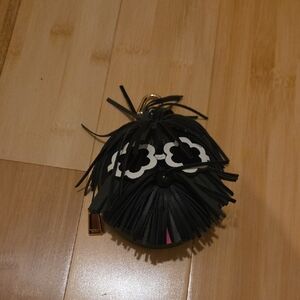 Black Fringe Keychain with White Accents